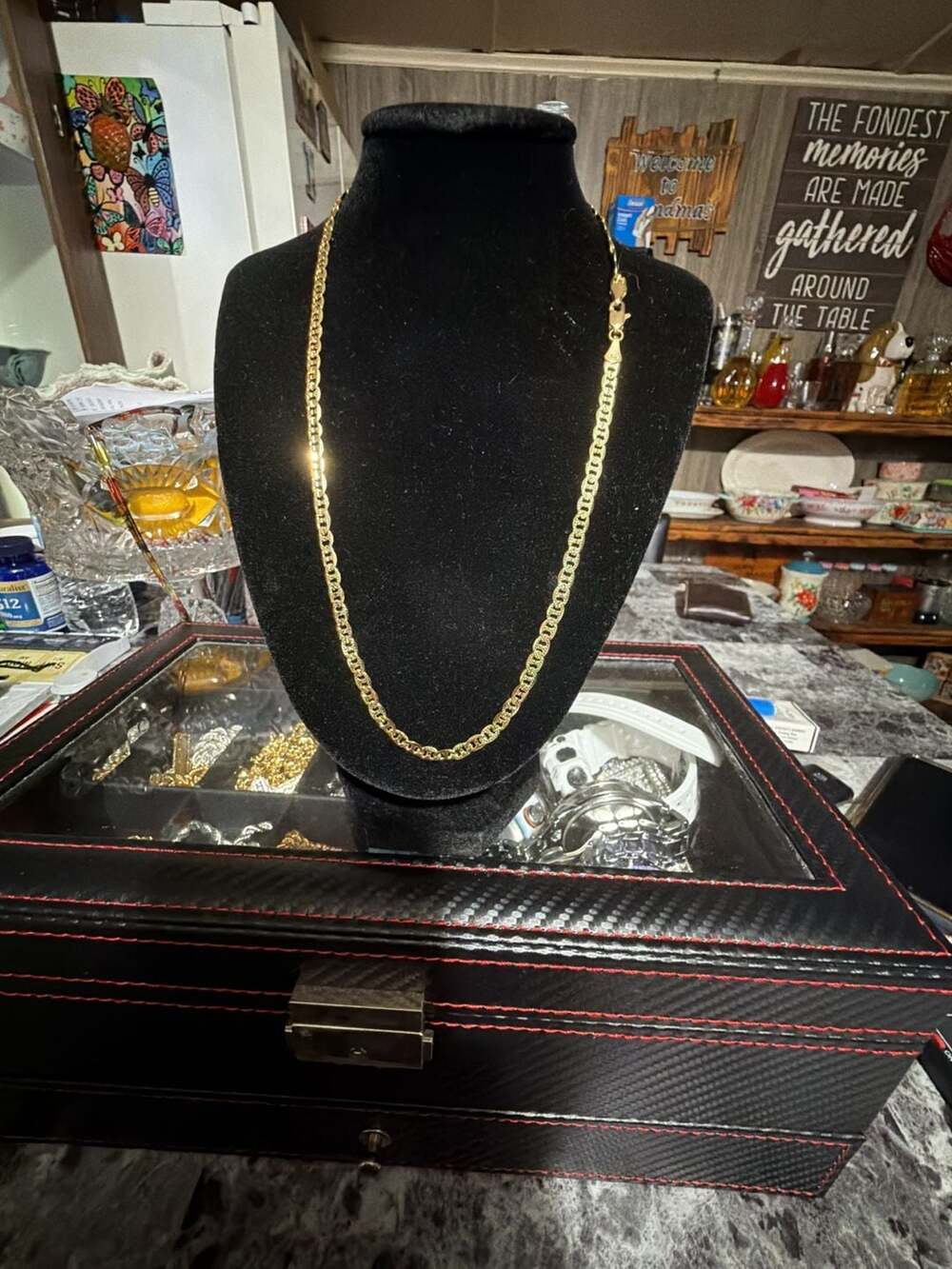 18inch 14k gold prices over thermal infused brass Men's 3mm Mariner Link Chain